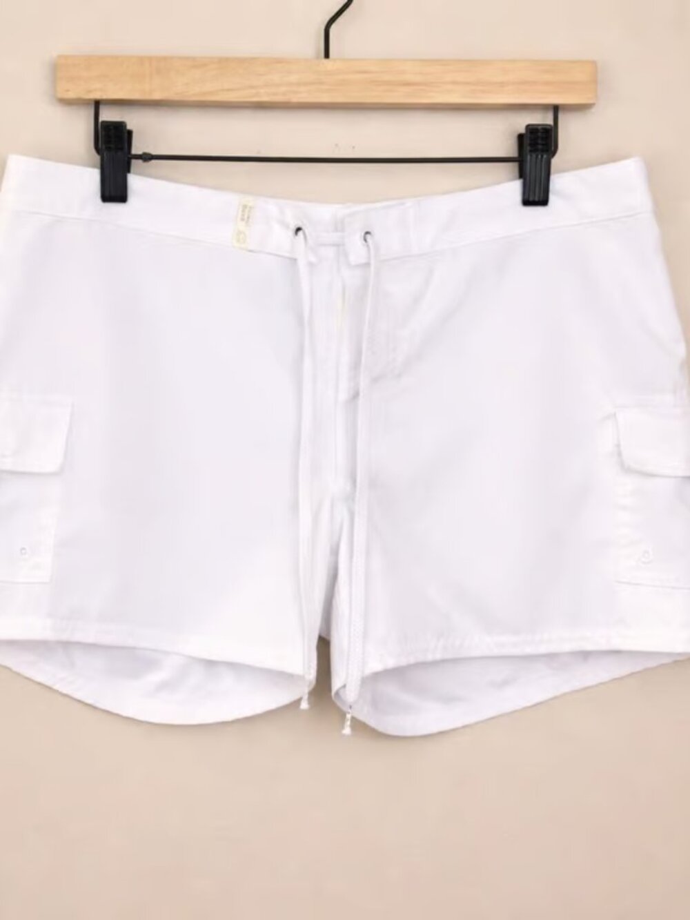Womens White Board Shorts Size S Drawstring Swim Coverup Cargo